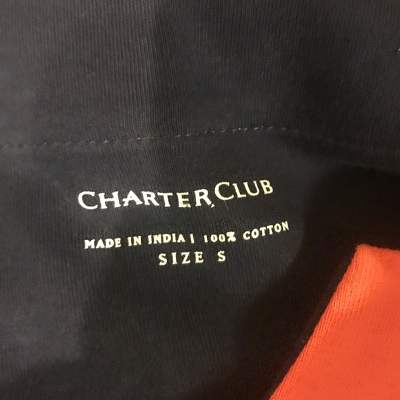 CHARTER CLUB NAVY, GOLD, & CORAL TUNIC TOP - Picture 4 of 4